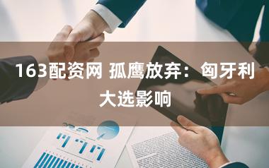 163配资网 孤鹰放弃：匈牙利大选影响