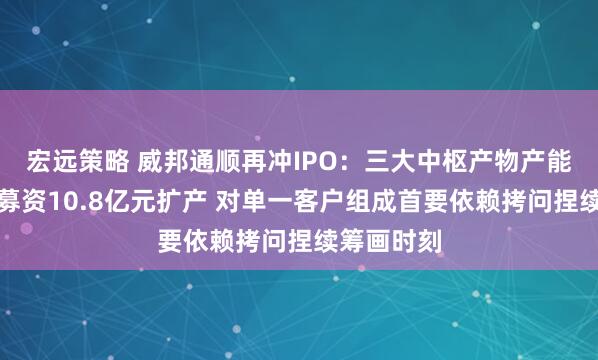 宏远策略 威邦通顺再冲IPO：三大中枢产物产能下跌仍要募资10.8亿元扩产 对单一客户组成首要依赖拷问捏续筹画时刻