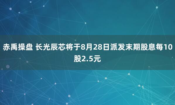 赤禹操盘 长光辰芯将于8月28日派发末期股息每10股2.5元