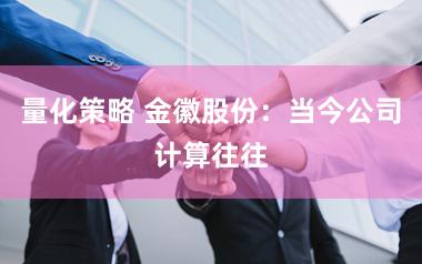 量化策略 金徽股份：当今公司计算往往